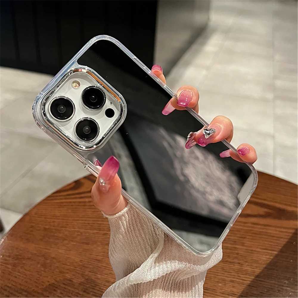 Luxury Plating Make Up Mirror Phone Case For iPhone 11 12 13 14 15 16 Pro Max Mini XR X XS 8 7Plus Hard Acrylic Shockproof Cover M240927
