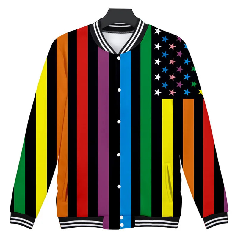 LGBT Fashion Jackets Baseball Clothing Uniform Coat Rainbow Flag Lesbians Gays Casual Hoodies Harajuku Sweatshirt Bomber Jacket 240927