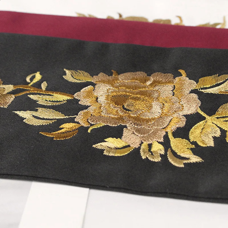 Black retro embroidered wide waistband womens embroidered decorative Chinese ethnic style belt suitable for dresses and Hanbok 240924