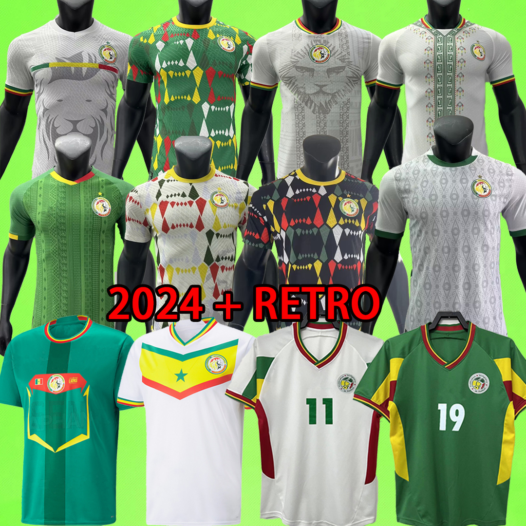 2024 Senegal soccer jersey men 23 24 25 national team Vintage 2002 Retro Fans Player version MANE JACKSON SARR KOULIBALY NDIAYE ISMAILA DIATTA DIALLO football shirts