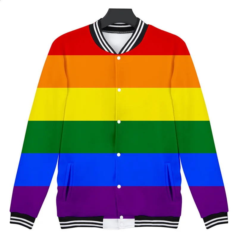 LGBT Fashion Jackets Baseball Clothing Uniform Coat Rainbow Flag Lesbians Gays Casual Hoodies Harajuku Sweatshirt Bomber Jacket 240927