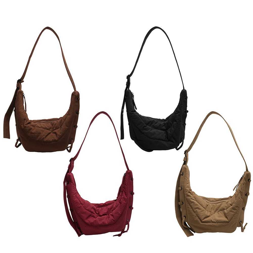 Crescent Bag Nylon Solid Crossbody Bag for Women Men Adjustable Strap Hobo Bag Croissant Bag for Travel Shopping Z240926