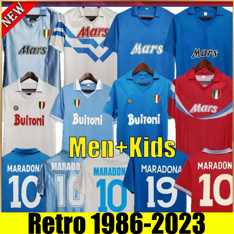 Napoli Retro Soccer Jerseys Maradona vintage 86 87 88 89 1990 1991 2013 2014 home away ZOLA Coppa Italia Naples Men Kids classic Football shirts