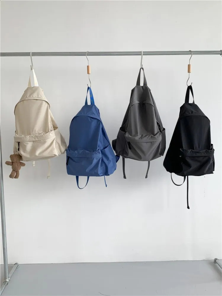 Korean Nylon Backpack For Women Large Capacity Casual Trendy Backpack Fashion Simple Solid College Student Bag Female 240924