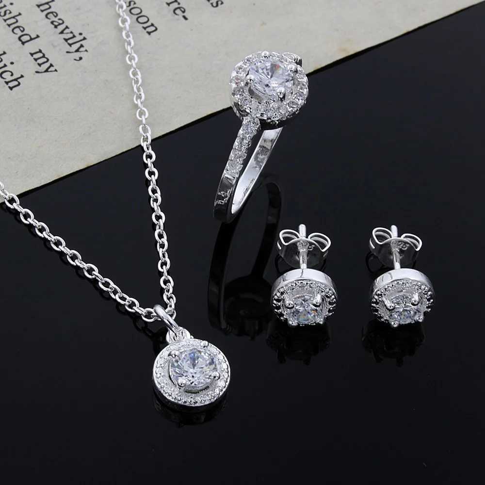 Popular trend 925 sterling silver crystal pendant necklace earrings used for fashion parties wedding accessories gifts jewelry sets X241106