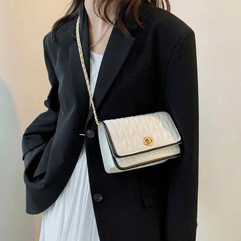 Totes Fashion Women's Shoulder Bag Simple Chain Texture Small Square Light Luxury Party Crossbody Purses And Handbags