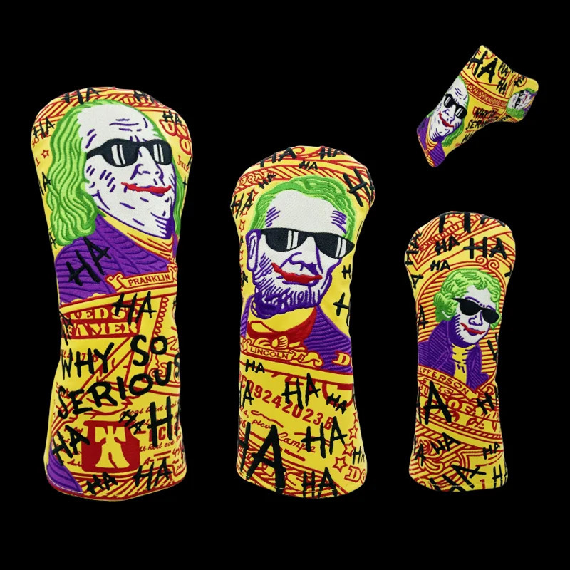 Clowns Golf Club #1 #3 #5 Wood Headcovers Driver Fairway Woods Cover PU Leather Hybrid head Covers 240923