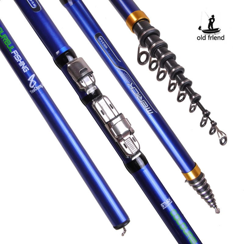 Carbon fiber 3.6M 4.5M 5.4M 6. rotating fishing rods electric telescopic rock fishing rods ww1 241011