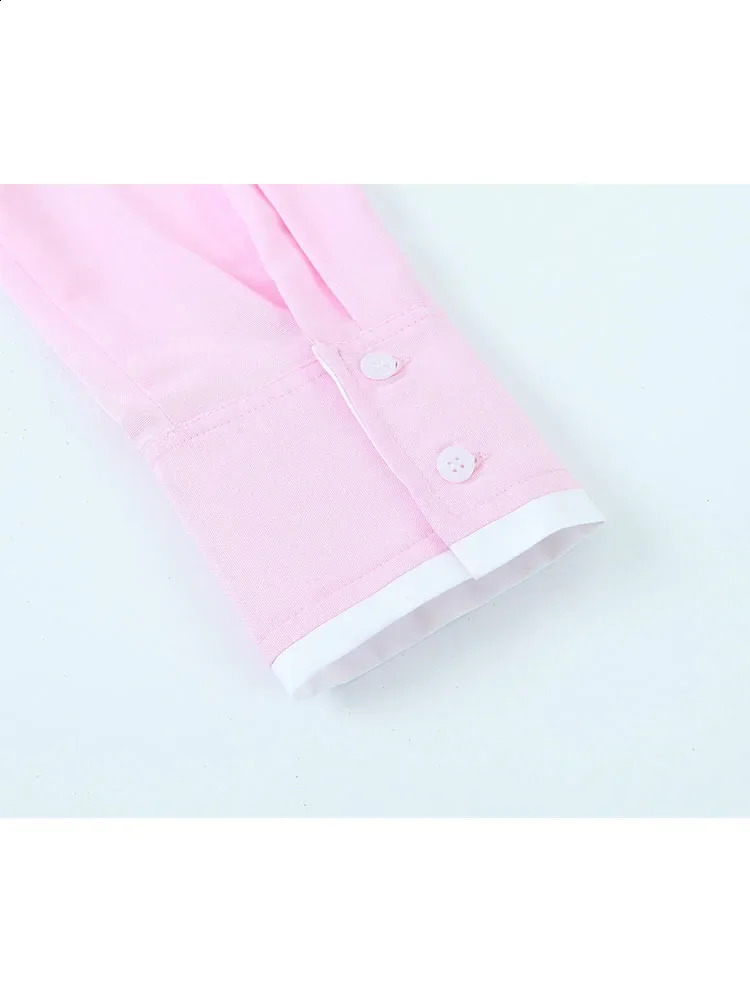 TRAF Fashion Woman Pink Patchwork Shirt Long Sleeve Cropped Shirts For Ladies 2024 Streetwear Button Up Blouses Tops 240926