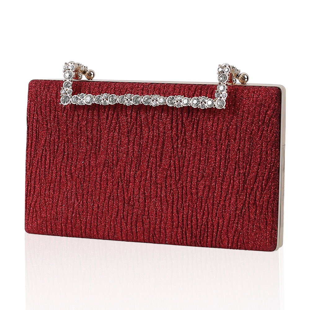 Champagne dinner Bag Pleated Diamond Sparkly dress Clutch Bag Black Dinner bag