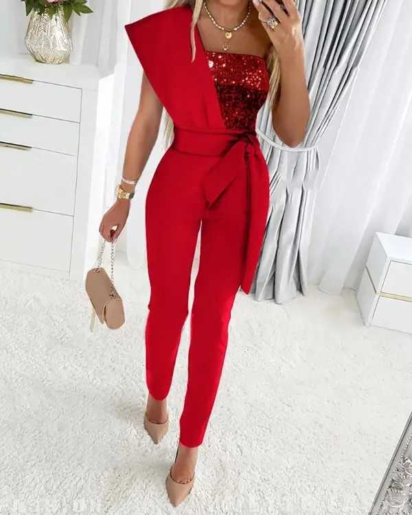 Sleeveless O-neck Jumpsuit Women Patchwork Romper Ladies Sexy Bodysuit Female Jumpsuit Overalls for Women Jumpsuits Elegant M240926