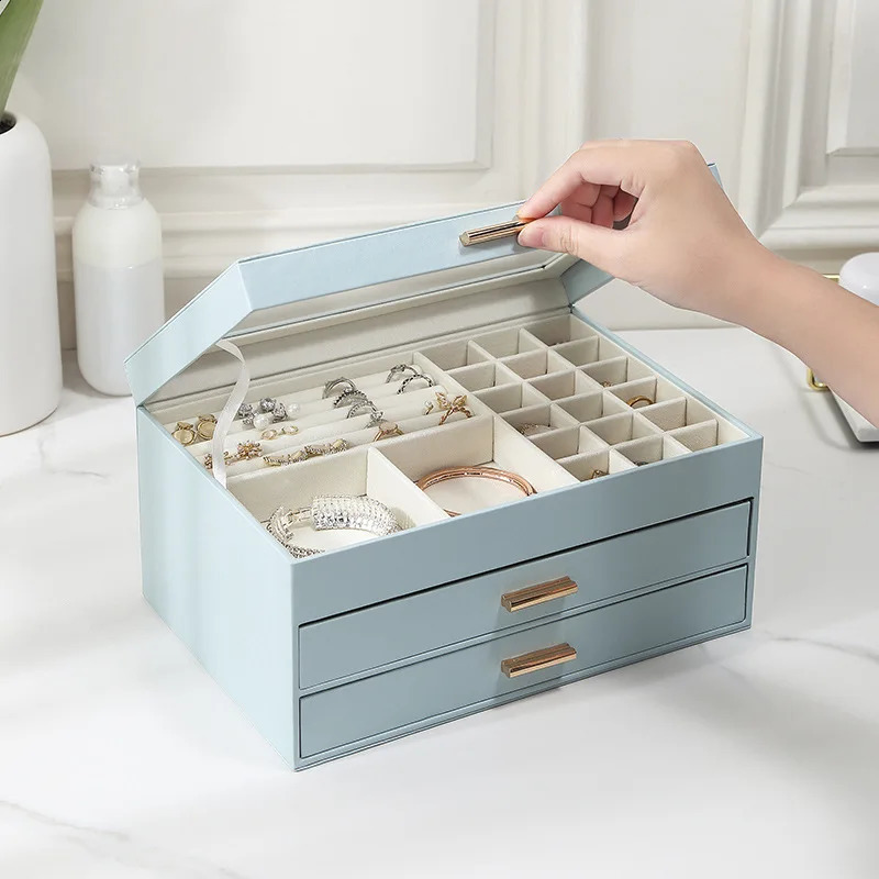 Organizer Display Jewelry Box Portable Travel S/M/L 3Layers Jewelry Gift Boxes Jewelry Button PU Storage Jewelers Case 240923