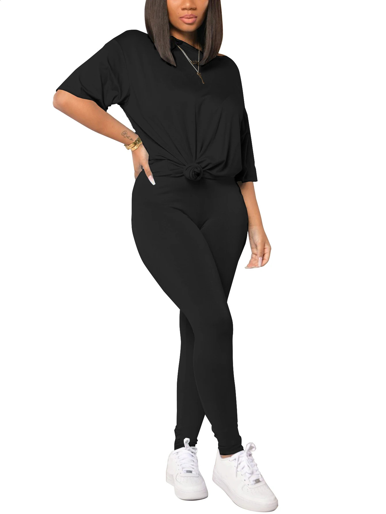 Womens casual 2piece set sports shirt and pants jogging 240927