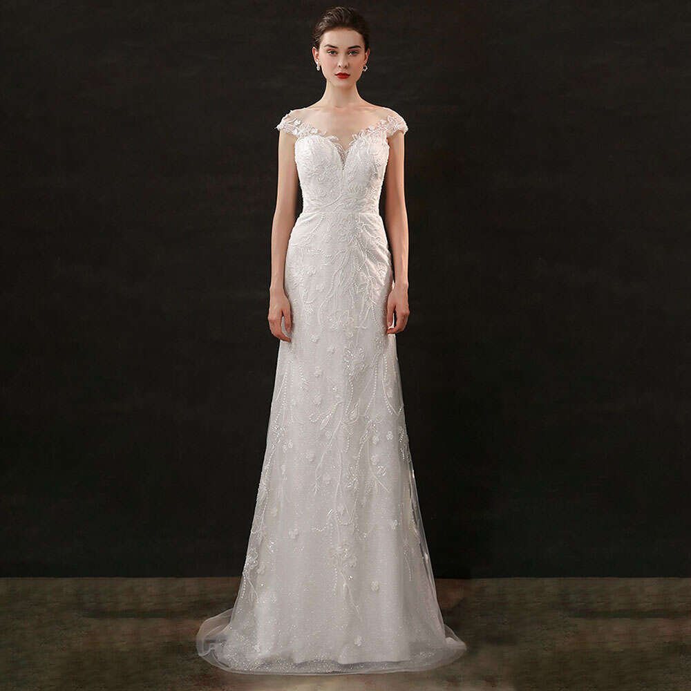 Elegant Sweetheart V-Neck Beaded Lace Wedding Dress Simple Fishtail Bridal Gown Custom Made High Quality Princess Bride Dresses