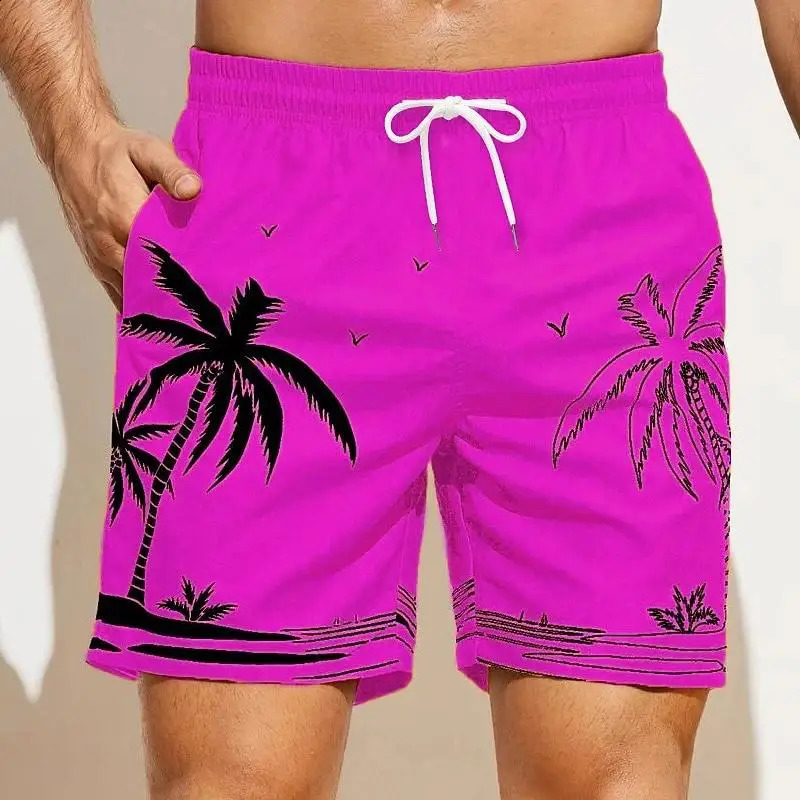 Summer Mens Shorts Quick Drying Hawaii Holiday Sports Swimming Trunks Fashion 3D Coconut Tree Printed Loose 6XL 240926