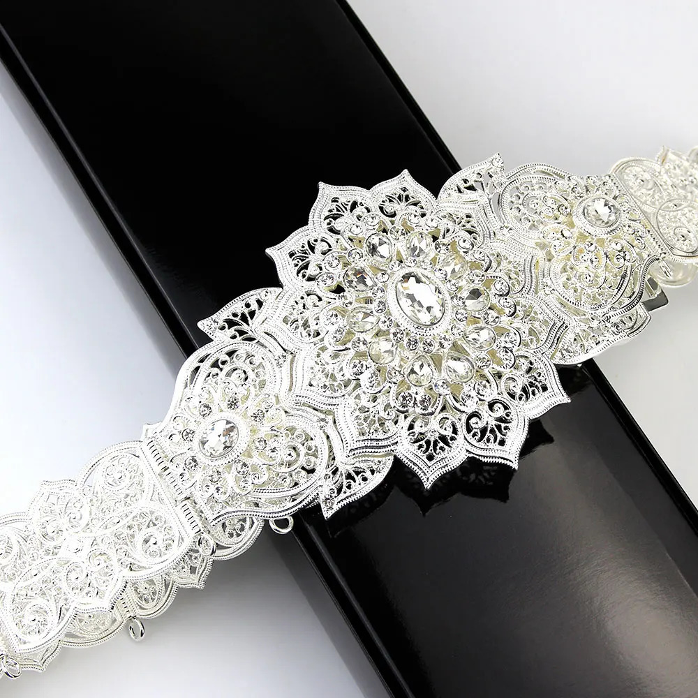 Poyasa European Womens Dress Belt Moroccan Caftan Belt Gold Silver Arab Bridal Wedding Jewelry Crystal Body Chain 241019
