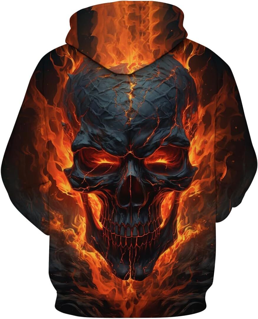 Hoodie for Mens Womens Mens Novelty Skull Print Hoodies Sweatshirt Pullover with Pocket Graphic Hoodies sweatshirt Pullover Long Sleeve trend