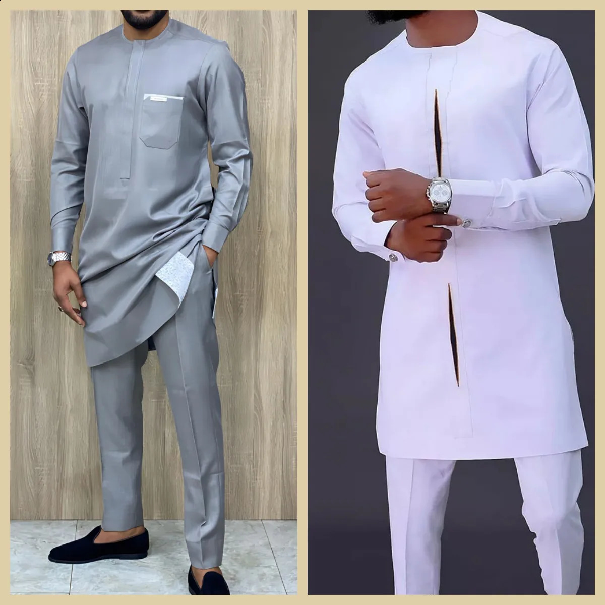 2024Kaftan Elegant African Mens suit Twopiece Agbada dress Wedding jacket and trousers ethnic style 240921