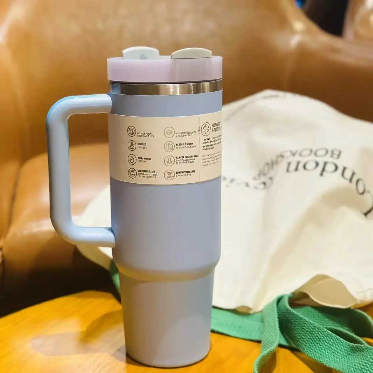 NEW 30/40oz Tumblers Cup Straw Car Travel MUgs Coffee Tumbler Cups With Handle Insulated Stainless Steel Lid Z240927