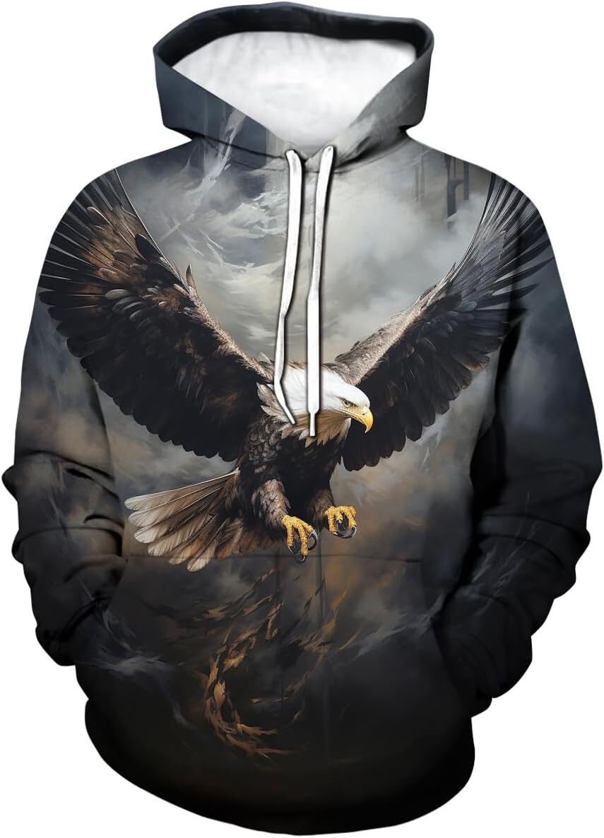 Hoodie for Mens Womens Novelty Bald Eagle Cool hoodies 3D Print Graphic Hoodies Sweatshirt Graphic Hoodies sweatshirt