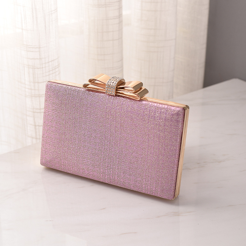 New socialite style dress bag Bow Black dinner bag Diamond embellish hold bag Small fragrance dress bag