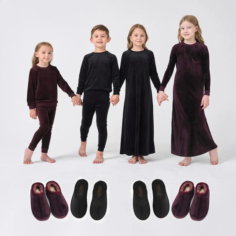 AP rens velvet slippers boys and girls wool winter low back shoes rens fashionable casual velvet home slippers 240925