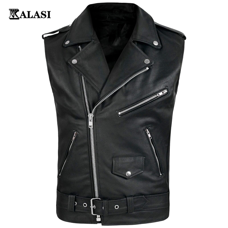 PU Men Vest Waistcoat Jacket Turn-Down Vests Sleeveless Leather Clothes Male Clothing 240912