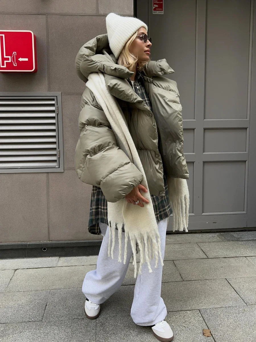 Bornladies Quilted Jacket Women Winter Loose Parkas Coat Vintage Bread Jacket Outwear Office Ladies Warm Cotton Puffer Jackets 240926