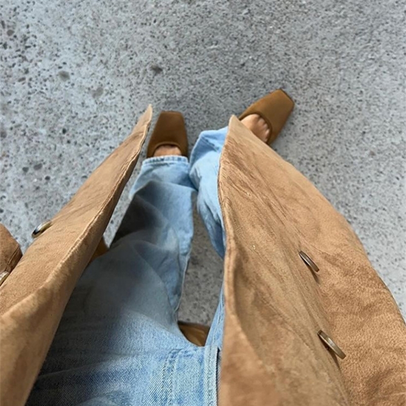 Elegant Suede Leather Women Long Windbreaker Coats Chic Lapel Double Breasted Lady Oversize Jacket 2024 Autumn Street Streetwear 240926