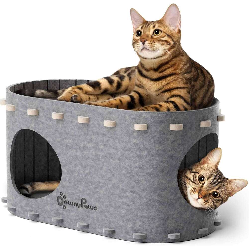 Indoor house, suitable for multiple cats and large cats, 22 pounds (about 10 kilograms), scratch resistant hole, foldable cat tunnel enclosed bed