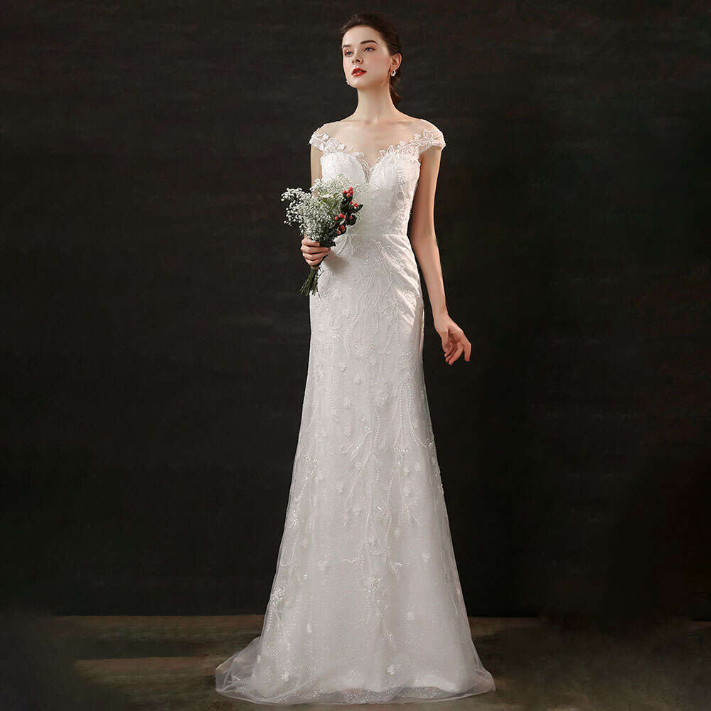 Elegant Sweetheart V-Neck Beaded Lace Wedding Dress Simple Fishtail Bridal Gown Custom Made High Quality Princess Bride Dresses
