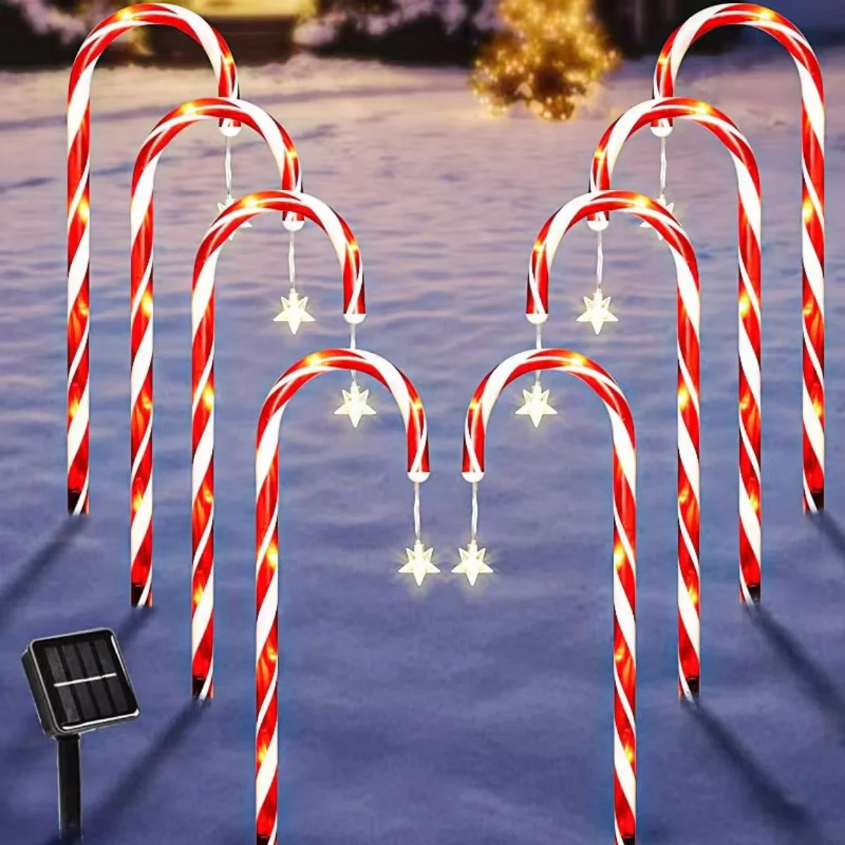 Christmas solar candy cane lights holiday parties courtyard paths atmosphere decoration props outdoor waterproof night 241019