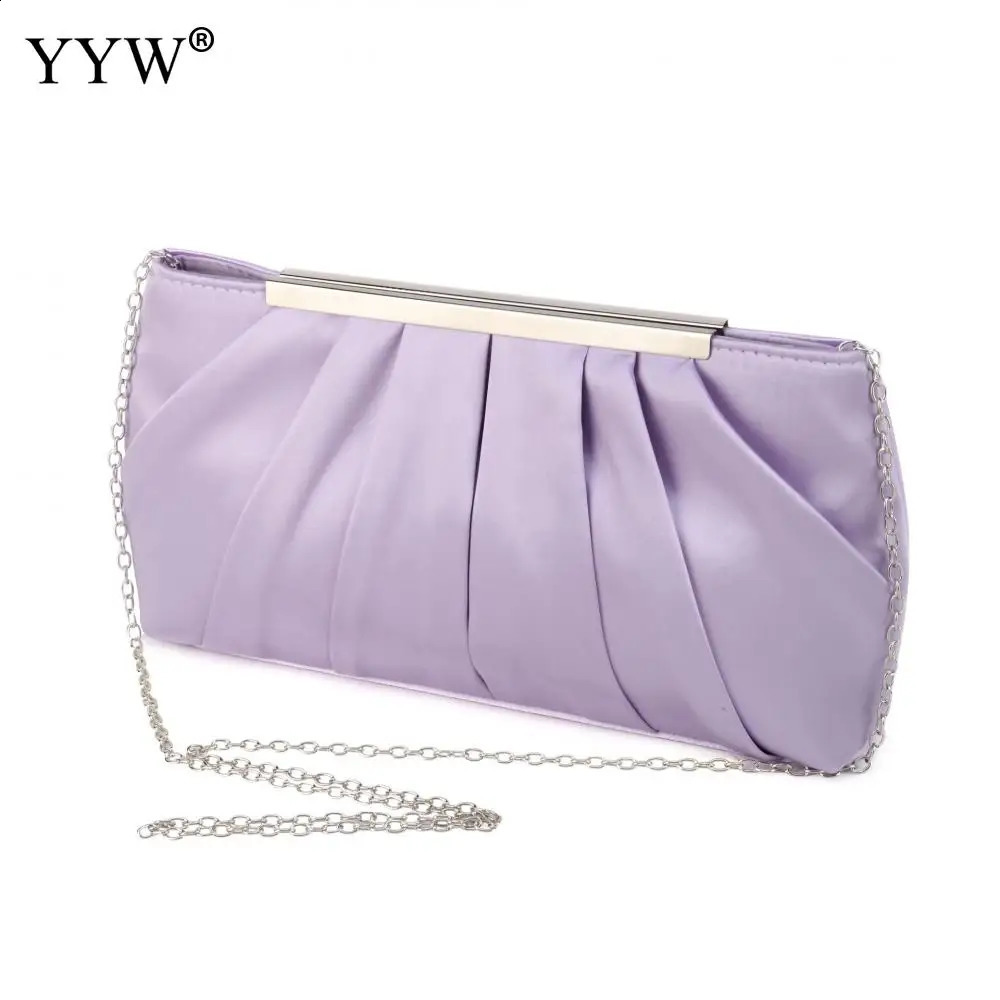 Womens Banquet Handbag Elegant Purple Chain Folded Evening Bag Wedding Wallet Party Clutch Shoulder Cross Body Handbag 240923bj