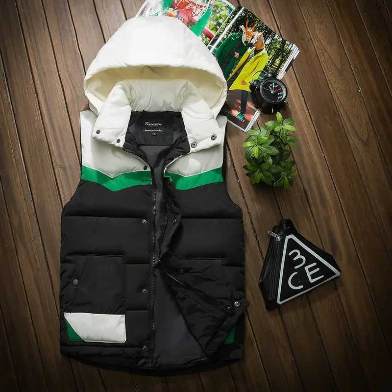 Autumn and winter hooded mens casual ultra-thin warm womens sleeveless jacket youth mens vest plus size S-3XL M240928