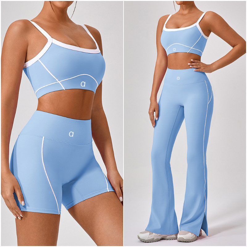 a305 Women Yoga Outfit Yoga Sets Vest Sleeveless Tops Pants Shorts Bell-bottom Trousers Close-Fitting Sport Gym Running Long Pant Elastic High Waist Sportwear
