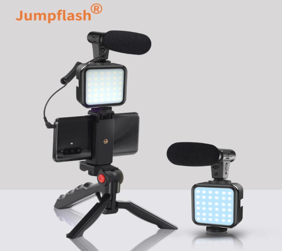 Jumpflash Tripod Holder Vlogging Kits Live Selfie LED Fill Light Integration with Remote Control Microphone for YouTube 2204060835