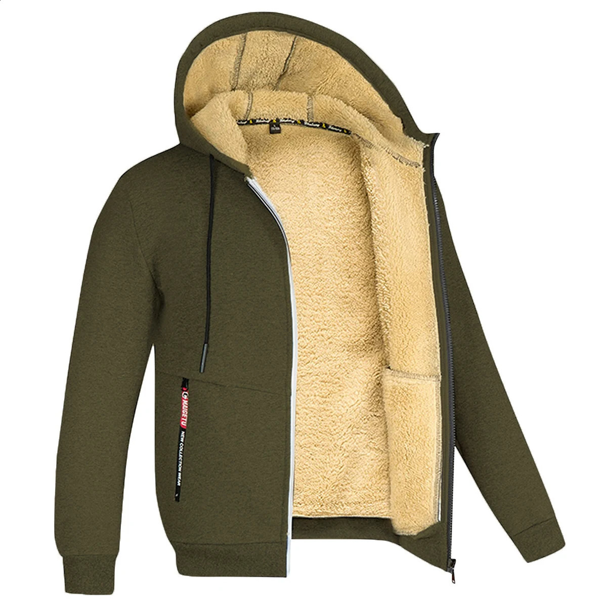 Mens Zipper Hoodie Winter Wool Warm Clothing Sports and Leisure Basic Coat Hoodie Black and White Grey 240929
