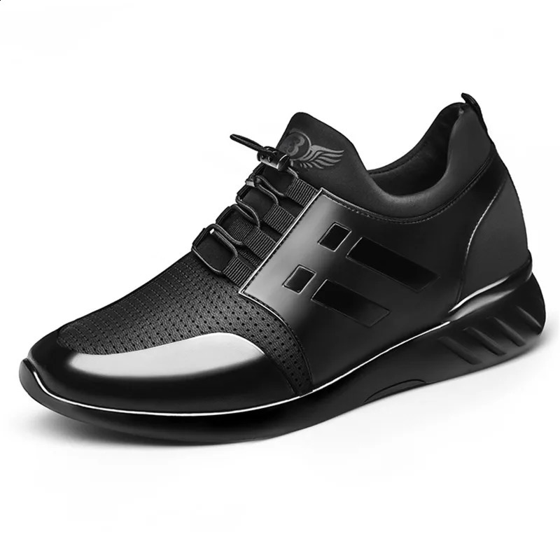 YEWNUW Height Increase Sneakers For Men Running Elastic Breathable Monochrome Comfortable Casual Shoes 240924
