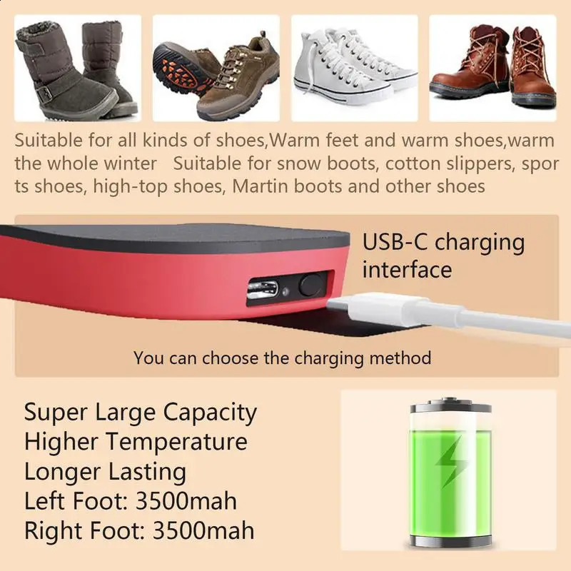 Winter outdoor electric heating pad foot heater 3500mAh charging remote control 3-speed temperature adjustment heater 240925