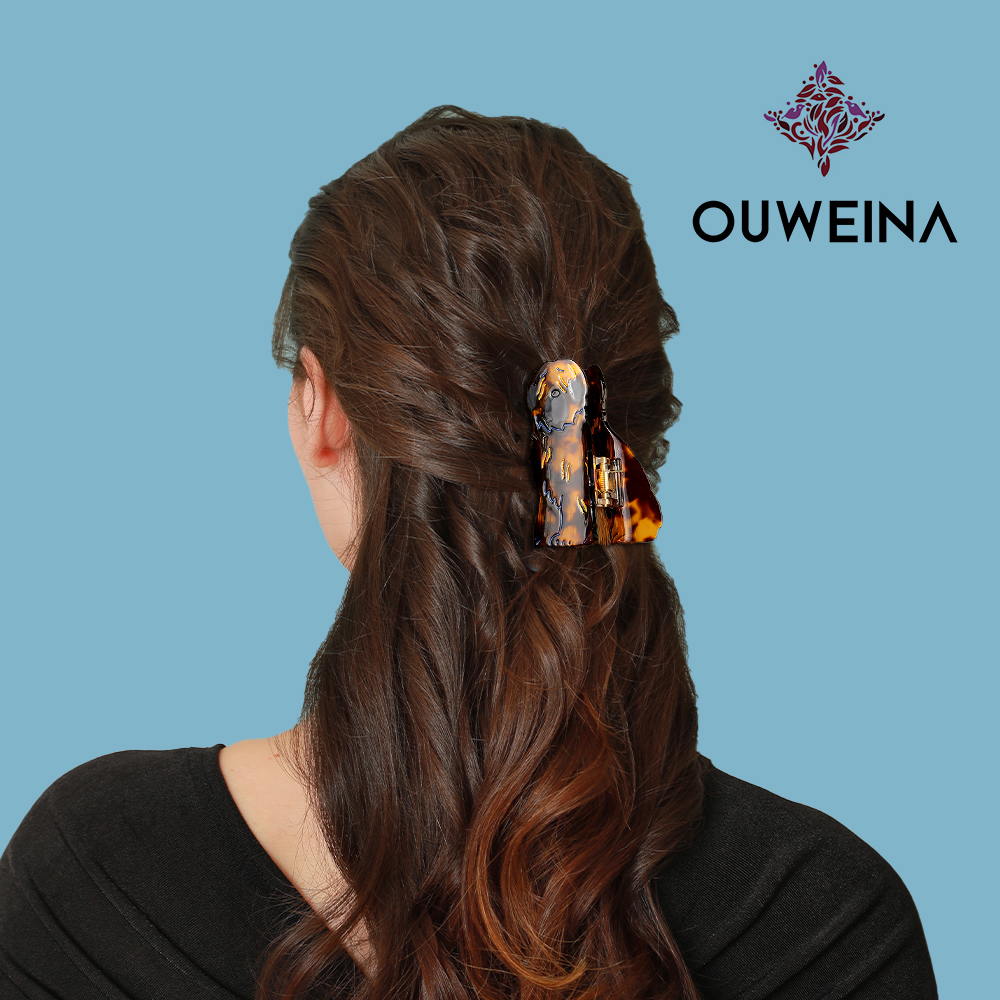 Fun cute dog acetate hair clips girl heart bangs clip side clip student creative broken hair clip