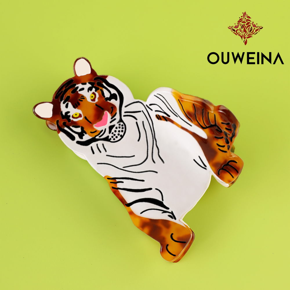 Fun tiger acetate hairpin girl heart bangs clip side clip student creative broken hairpin hair accessories wholesale