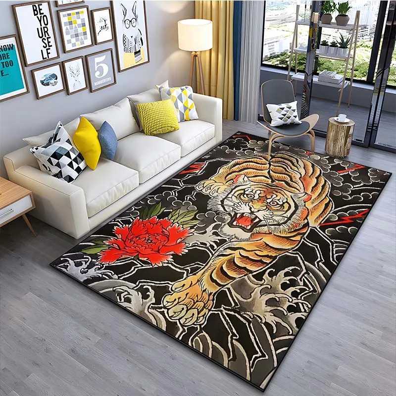 Japanese art tiger tattoo pattern floor carpet 15 size living room bedroom bathroom floor mat area carpet room decoration X240928