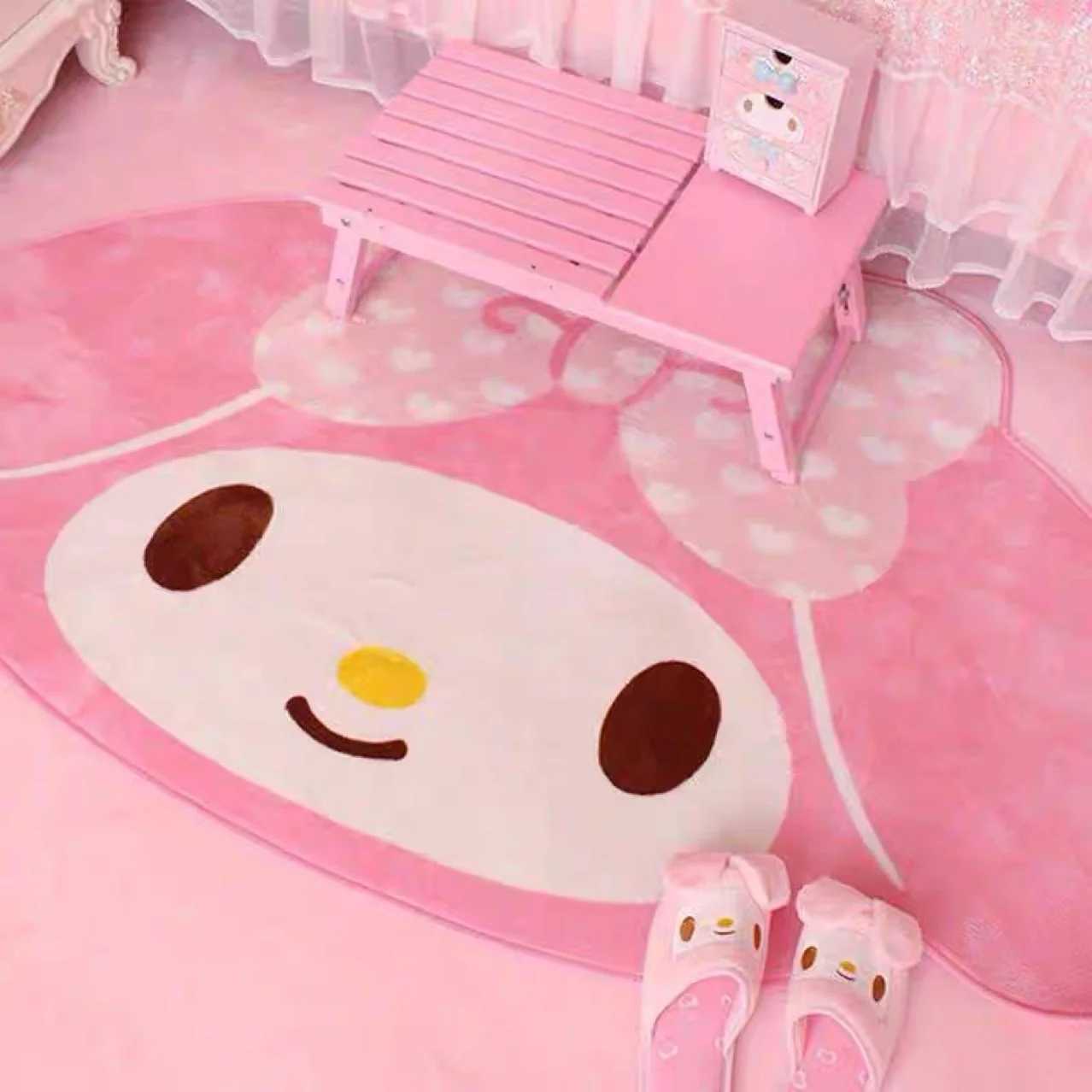 Baby Rugs Playmats 100x150CM Cartoon Saniro My Melody Carpet Kawaii Home Soft Fur Rugs Children Girls Bedroom Living Room Floor Mat Doormat Decor L240