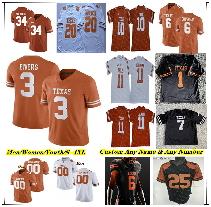 Longhorns College Football Jersey Quinn Ewers Arch Manning Jerrick Gibson Jaydon Blue Ryan Wingo Isaiah Bond Gunnar Helm Anthony Hill Jr Jahdae Barron Ricky William