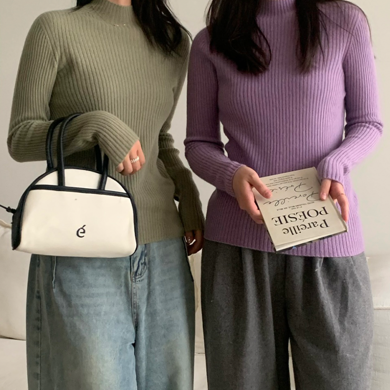 100% All Wool Seamless Knit Pit Stripe Turtleneck Sweater Loose Casual Basic Autumn and Winter High Quality Inner Sweater