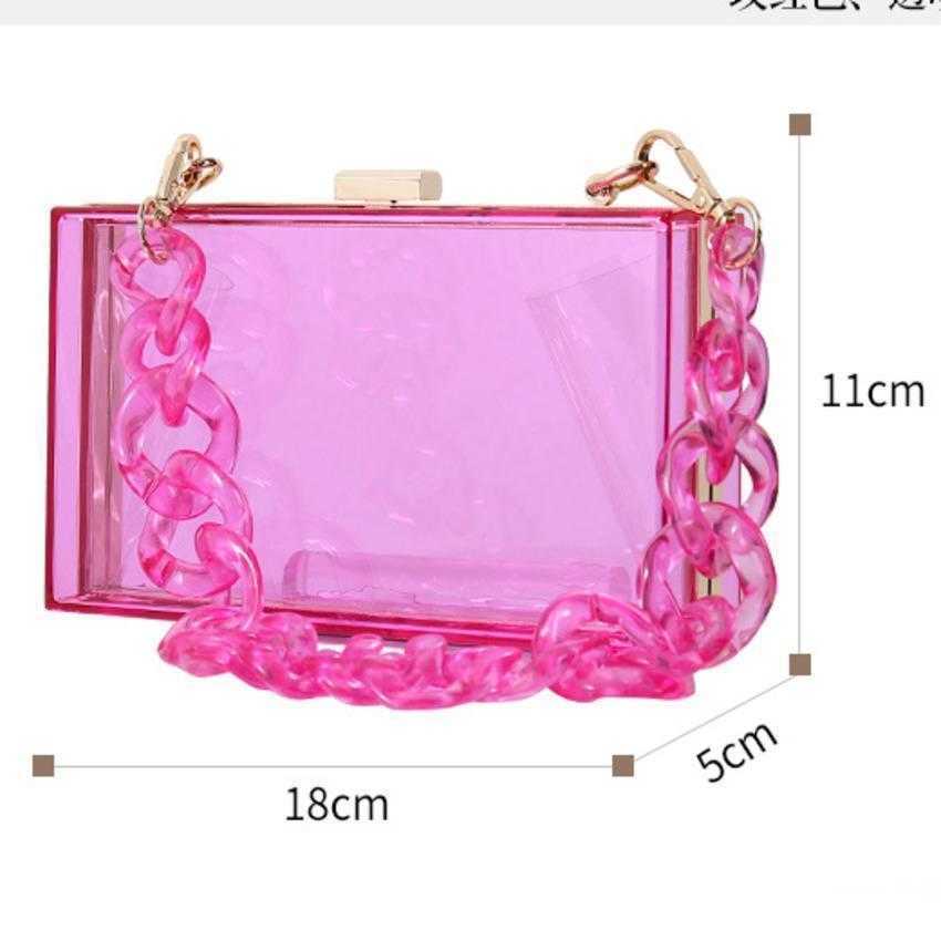 Clutch Bag Summer New Fashion Acrylic Designer Bag Womens One Shoulder Chain Messenger Evening Party Bag Square Box Transparent Bag 240920