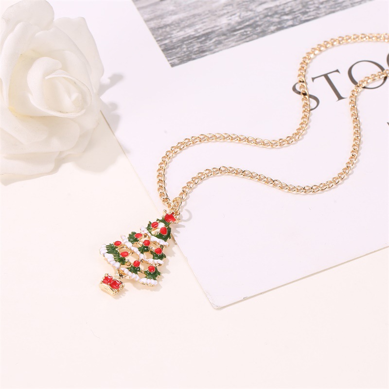Celebrate Christmas with Our Playful Colorful Jewelry Set Featuring Oily Christmas Trees for Ears and Neck