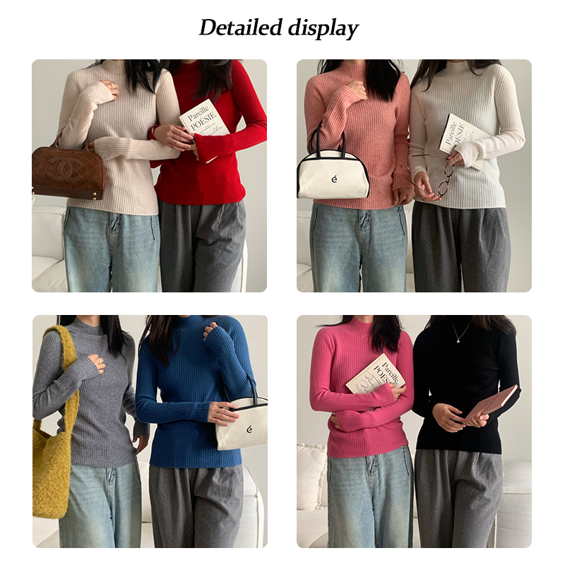 100% All Wool Seamless Knit Pit Stripe Turtleneck Sweater Loose Casual Basic Autumn and Winter High Quality Inner Sweater