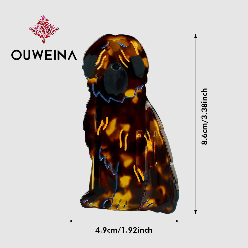 Fun cute dog acetate hair clips girl heart bangs clip side clip student creative broken hair clip