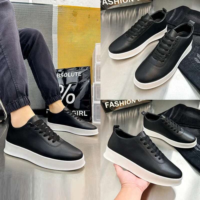 Spring and Autumn Men Leather Sneakers Round Toe Breathable Low Top Casual Male Flats ree shipping shoes 241108